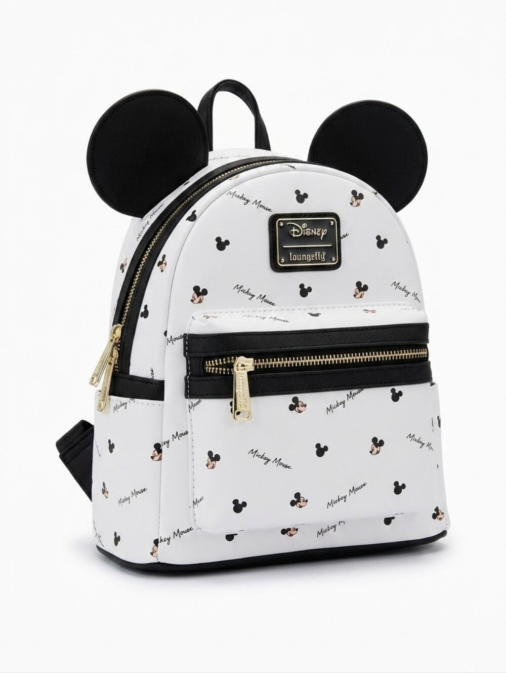 Loungefly White Mickey Mouse Mini Backpack with Black Ears